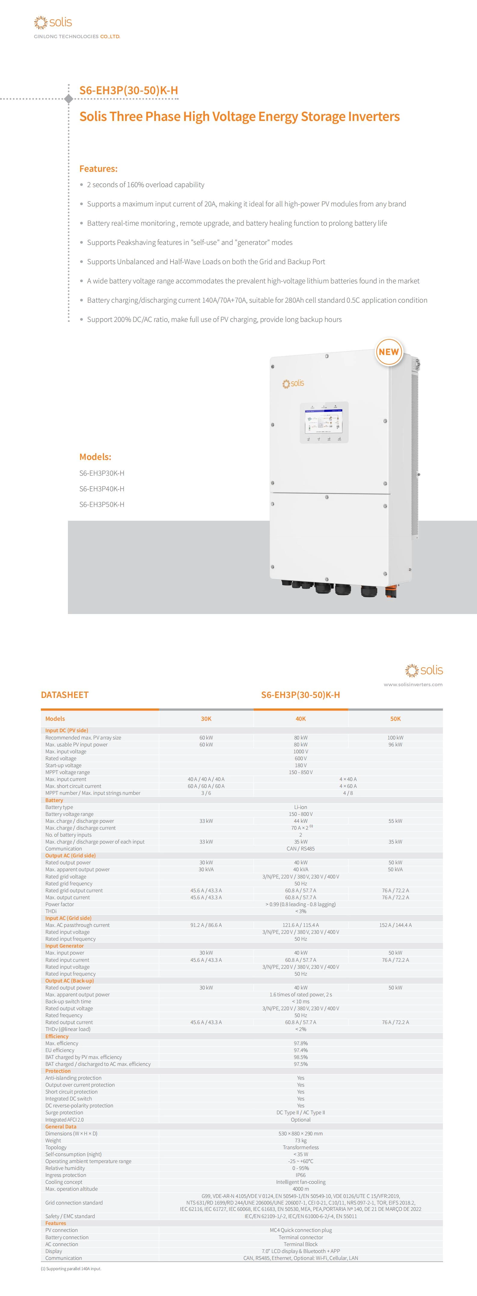 30-50K EU Version Voltage Three Phase High Voltage Inverters
